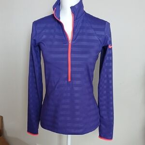 Nike Purple Half-Zip Performance Top with Coral Accents